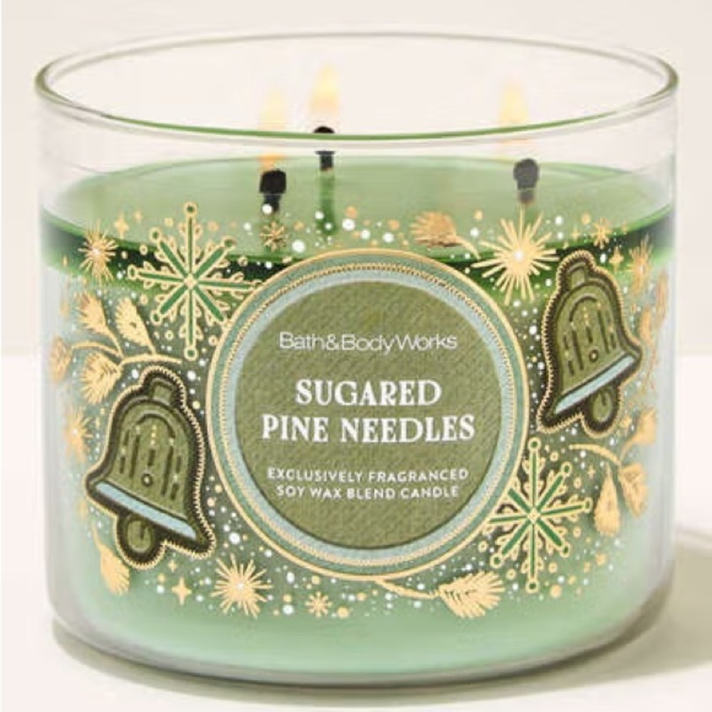 Bath & Body Works Green and Gold Sugared Pine Needles Candle